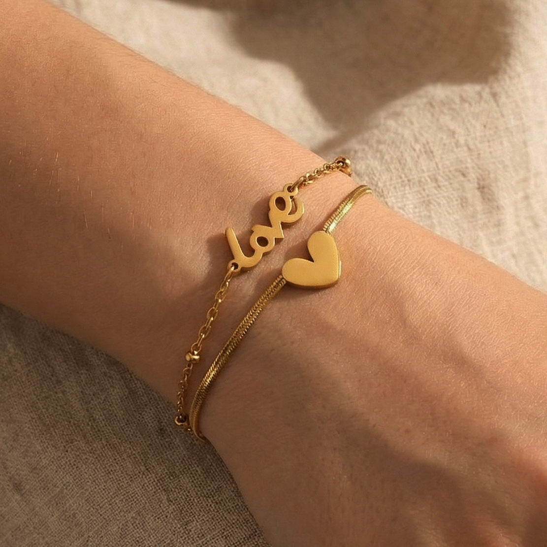 "Love" Heart Layered Bracelet