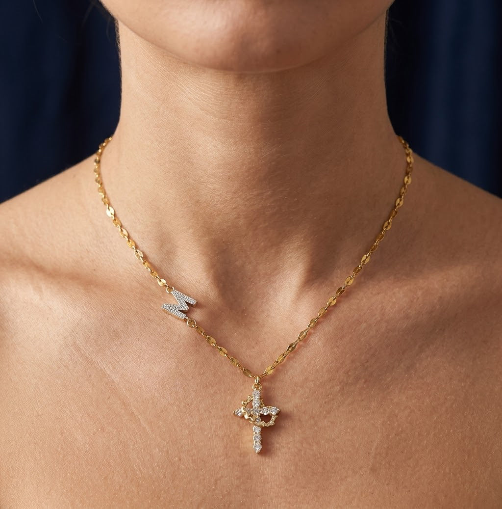26-letter rotating cross pendant