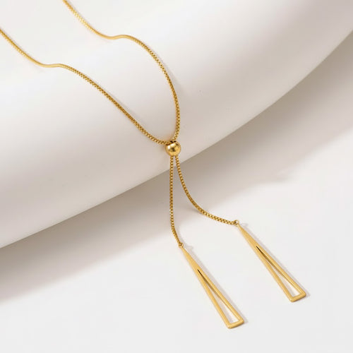 Modern Geometric Y-Lariat Necklace