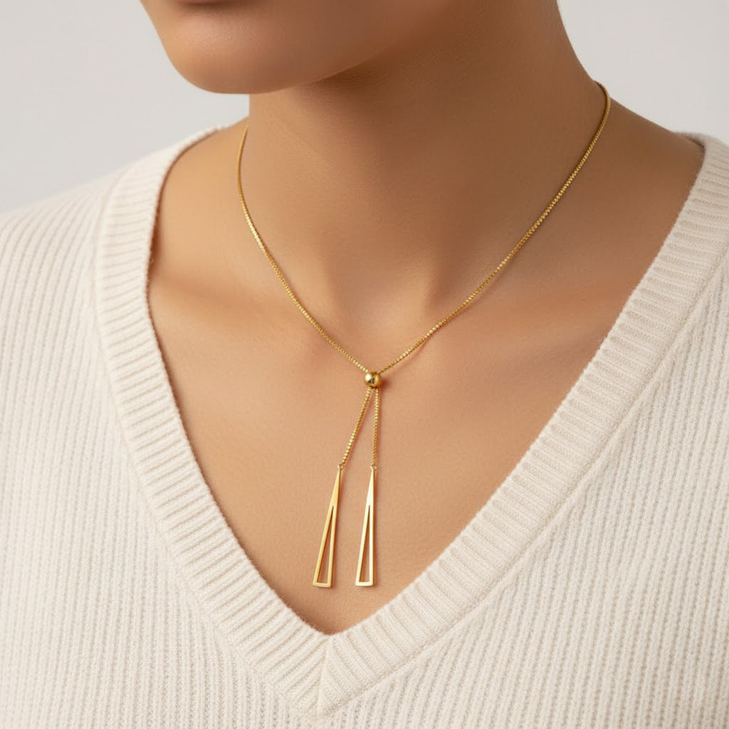Modern Geometric Y-Lariat Necklace