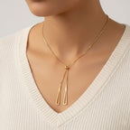 Modern Geometric Y-Lariat Necklace