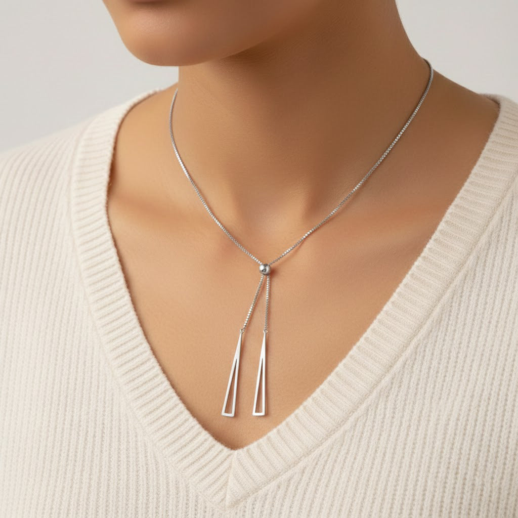 Modern Geometric Y-Lariat Necklace