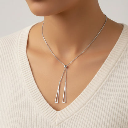 Modern Geometric Y-Lariat Necklace