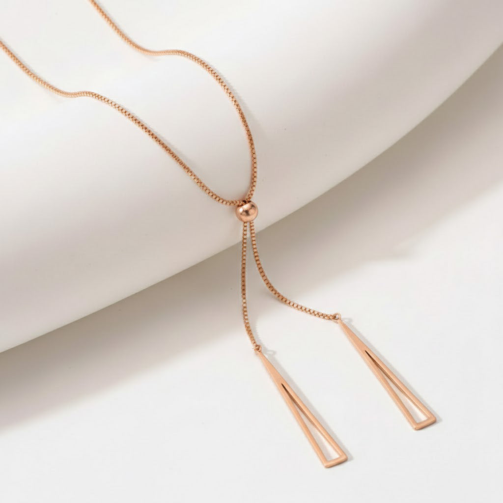 Modern Geometric Y-Lariat Necklace