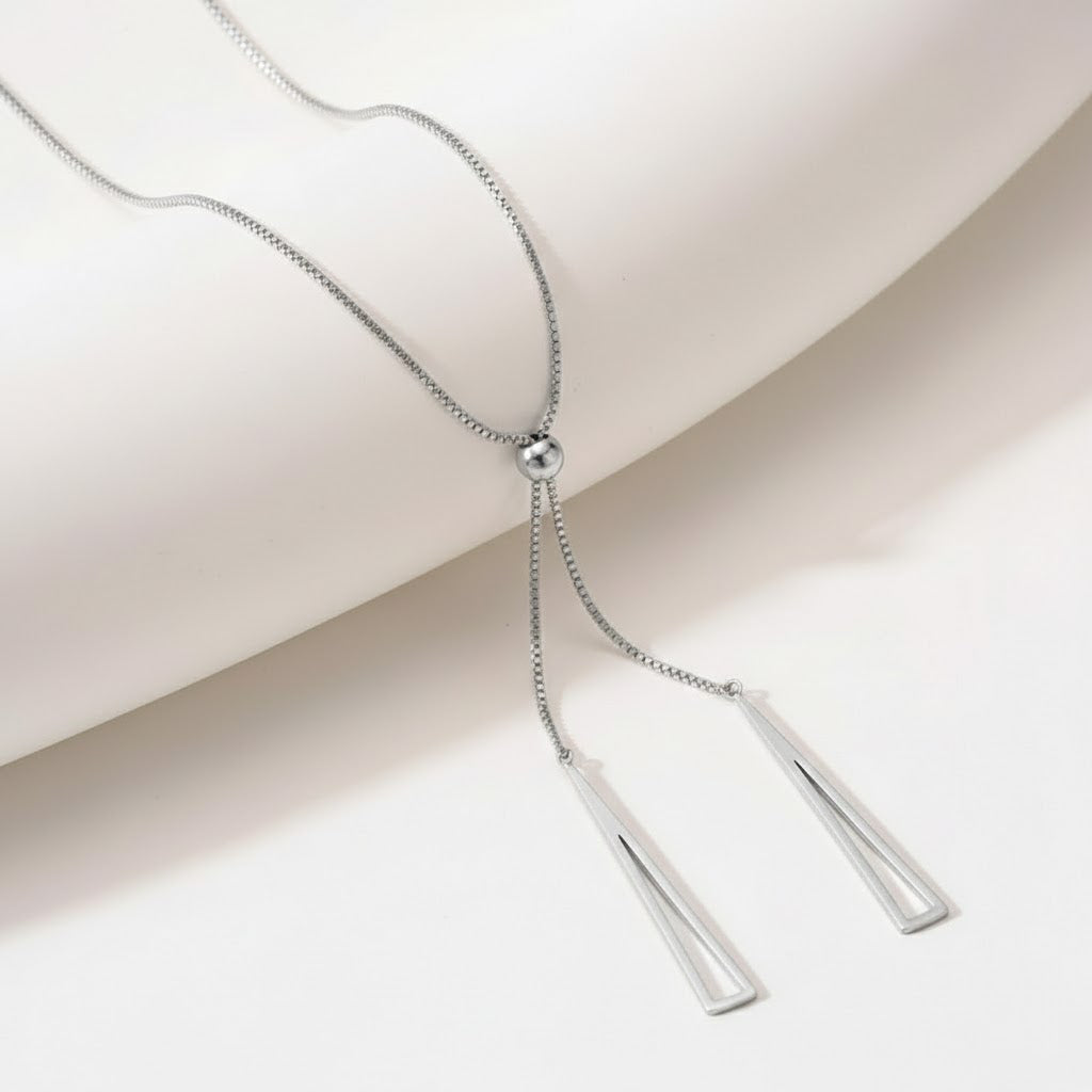 Modern Geometric Y-Lariat Necklace