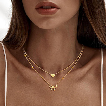 Heart & Ribbon Charm Necklace