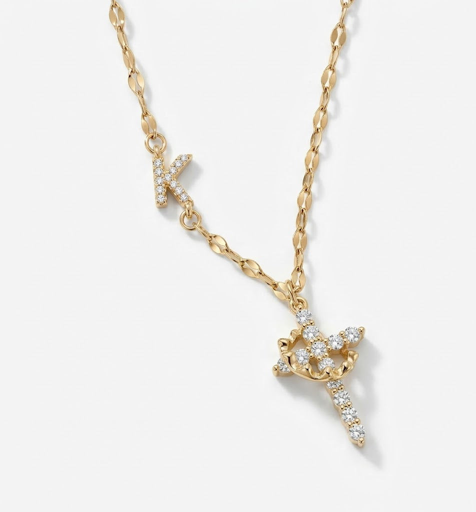 26-letter rotating cross pendant