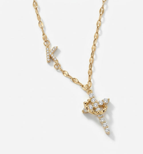 26-letter rotating cross pendant