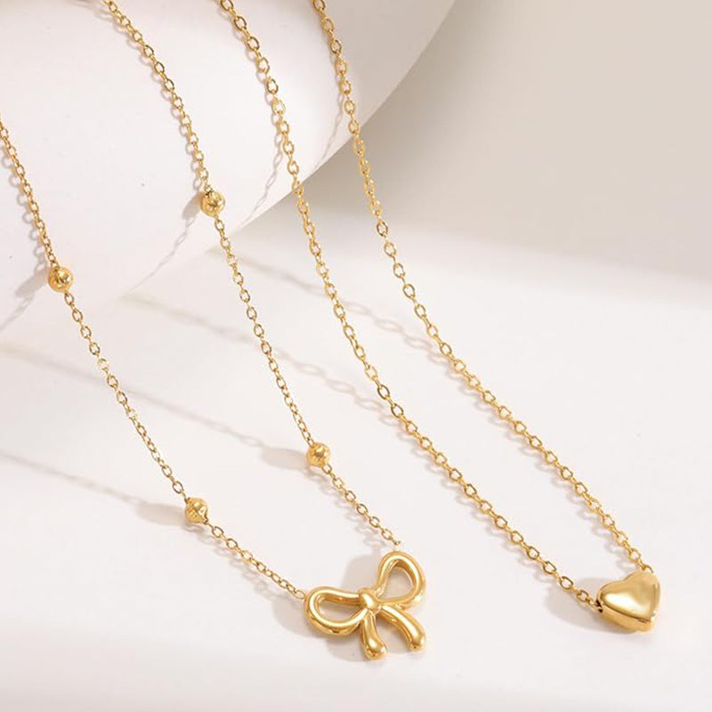 Heart & Ribbon Charm Necklace