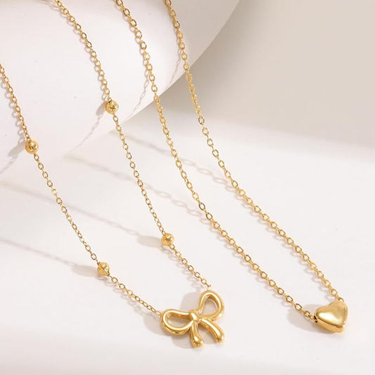 Heart & Ribbon Charm Necklace