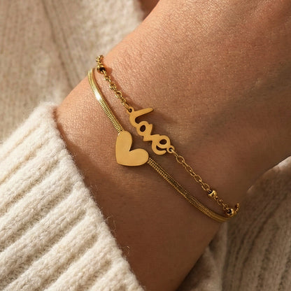 "Love" Heart Layered Bracelet