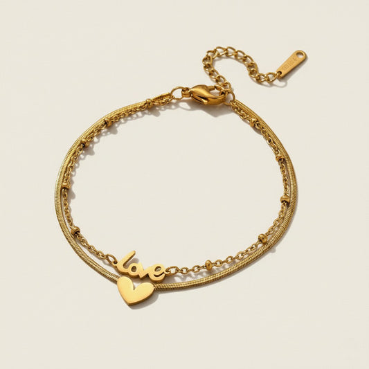"Love" Heart Layered Bracelet