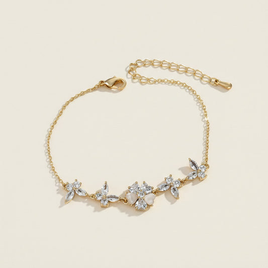 Sparkling Butterfly & Floral Charm Bracelet