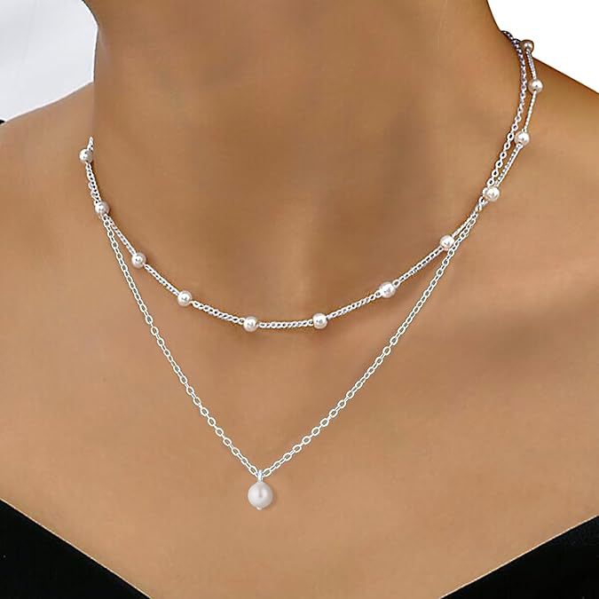 Double-Layered Pearl Station Necklace