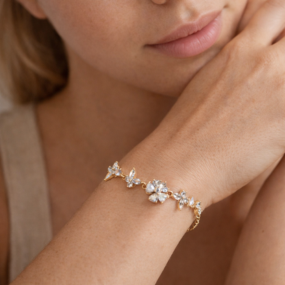 Sparkling Butterfly & Floral Charm Bracelet
