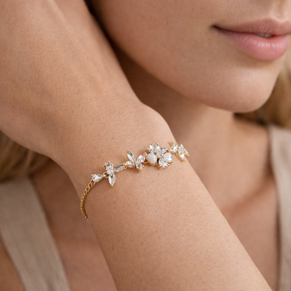 Sparkling Butterfly & Floral Charm Bracelet