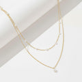 Double-Layered Pearl Station Necklace