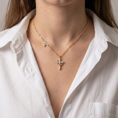 26-letter rotating cross pendant