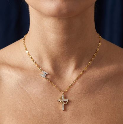 26-letter rotating cross pendant